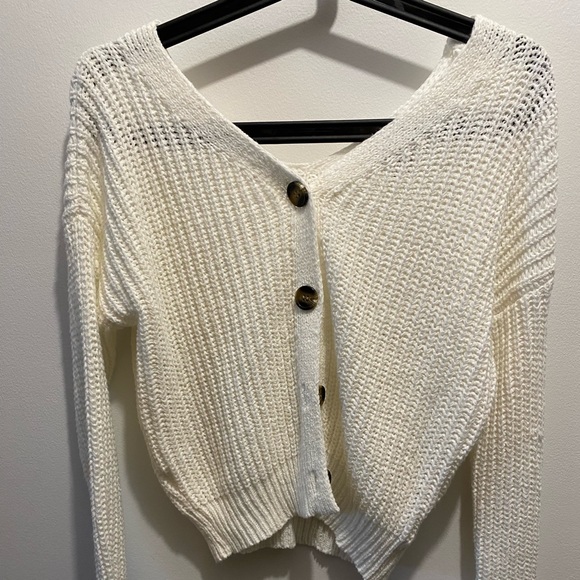 White Button Down Sweater - Picture 1 of 2